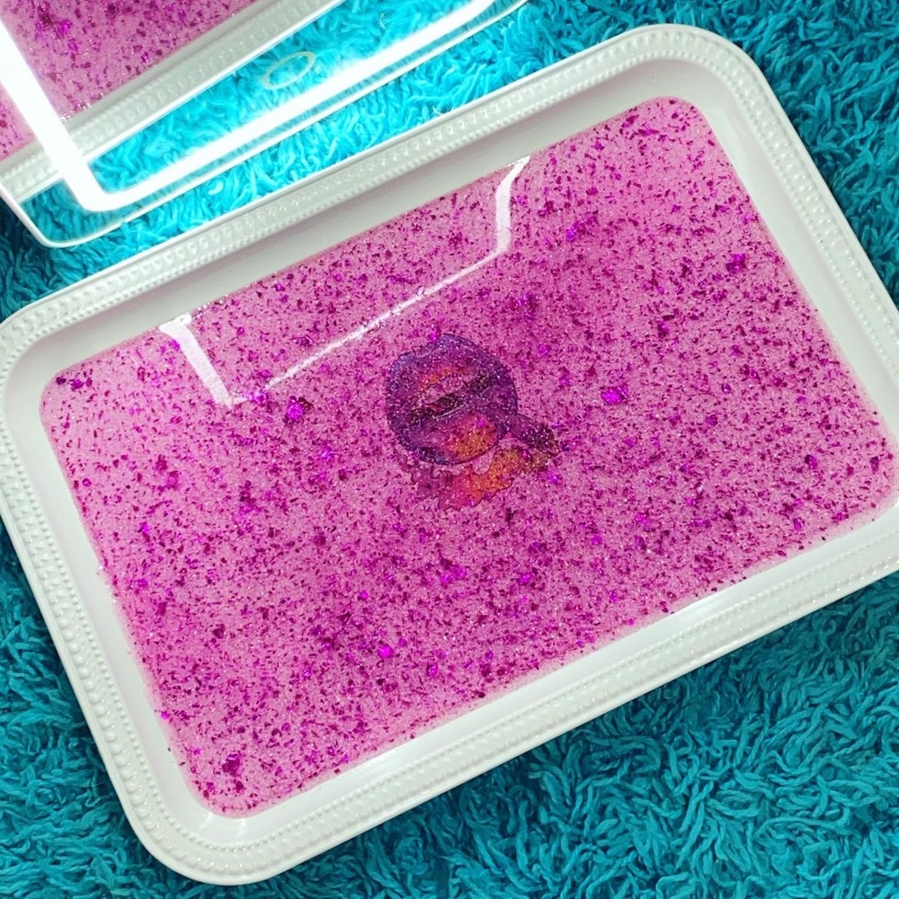 Custom made rolling trays. Metal tray. Purple tray.
